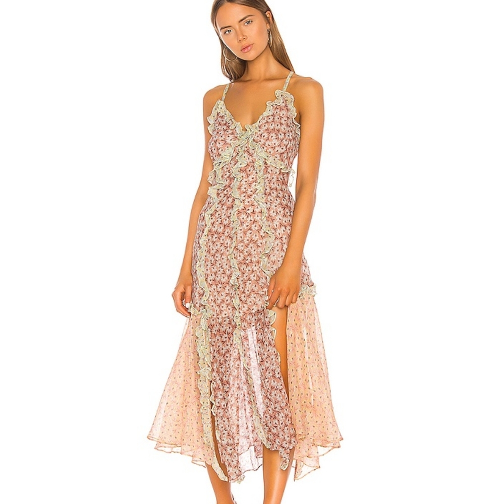 NWT Rebecca Taylor Lucia Fleur Tank Ruffle Dress 6